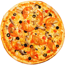 Whole pizza with tomatos