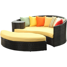 LexMod Quest Circular Outdoor Wicker Rattan Patio Daybed