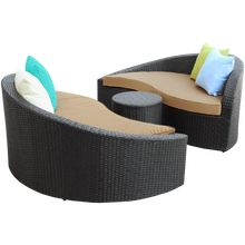 LexMod Twirl Outdoor Wicker Patio 3 Piece Sofa Set