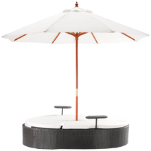 Marbella Espresso Outdoor Patio Double Chaise Lounge Bed with Umbrella