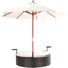 Marbella Espresso Outdoor Patio Double Chaise Lounge Bed with Umbrella