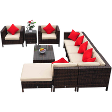 Outsunny 9-Piece Outdoor PE Rattan Wicker Sectional Patio Sofa Chair Set