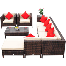 Outsunny 9-Piece Outdoor PE Rattan Wicker Sectional Patio Sofa Chair Set