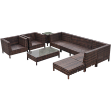 Outsunny 9-Piece Outdoor PE Rattan Wicker Sectional Patio Sofa Chair Set